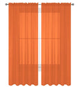 Decotex 2 Piece Solid Elegant Sheer Curtains Fully Stitched Panels Window Treatment Drape (54'' X 36'', Orange)