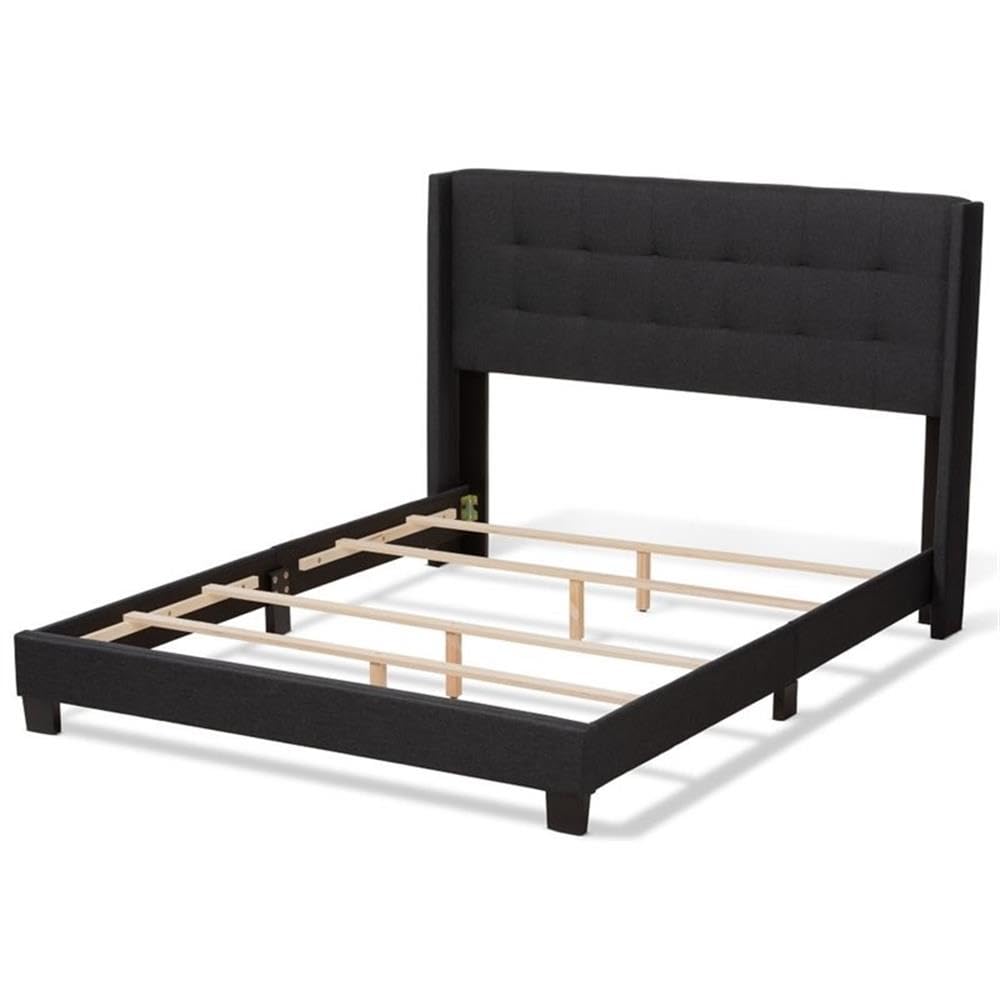 Baxton Studio Lisette Modern and Contemporary Charcoal Grey Fabric Upholstered King Size Bed