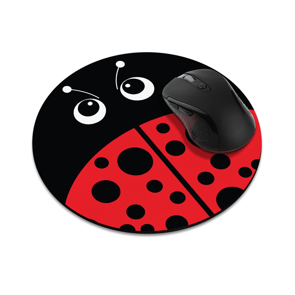 Fincibo Non-Slip Round Mousepad, Red Ladybug Mouse Pad For Home, Office And Gaming Desk
