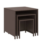 vidaXL Set of 3 Brown Poly Rattan Nesting Tables - Space-Saving, Sturdy, Easy-to-Clean, Indoor and Outdoor Use, with Powder-Coated Steel Frames