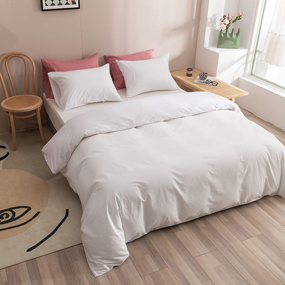 Clothknow White Full Comforter Set 3Pcs White Bedding Comforter Sets Plain White Full Size Comforter Soft White Comforter Sets F