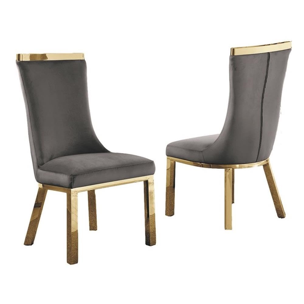 Best Quality Furniture Sc270-277 Dining Chairs, Dark Gray/Gold