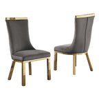 Best Quality Furniture Sc270-277 Dining Chairs, Dark Gray/Gold