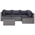 vidaXL 5 Piece Garden Sofa Set with Cushions & Pillows Outdoor Lounge Sofa Patio Sofa Garden Furniture Set Durable Sturdy Poly Rattan Gray