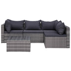 vidaXL 5 Piece Garden Sofa Set with Cushions & Pillows Outdoor Lounge Sofa Patio Sofa Garden Furniture Set Durable Sturdy Poly Rattan Gray