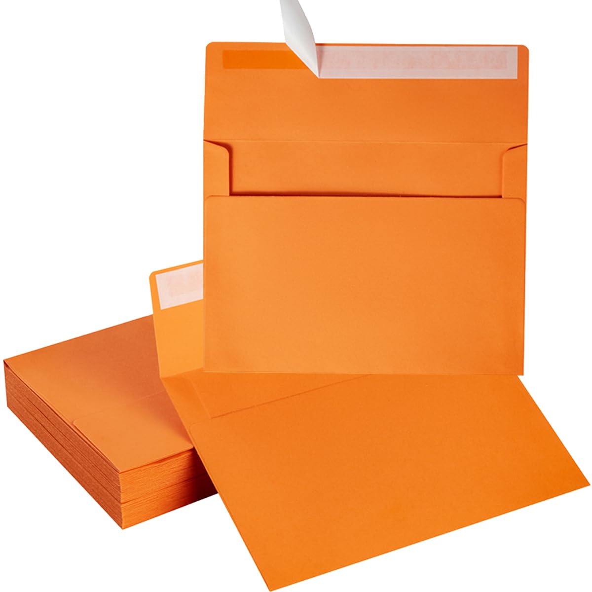 Wishop 100 Pack Orange A7 Envelopes Self-Adhesive 5X7 Envelopes For Invitations, 5X7 Greeting Cards (Dark Orange, 5.24 X 7.21 In