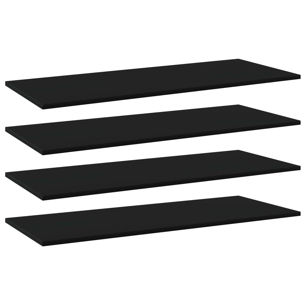 vidaXL Black Bookshelf Boards - Set of 4-39.4&quot;x15.7&quot;x0.6&quot; Modern Design Engineered Wood Panels/Shelves for Home Storage