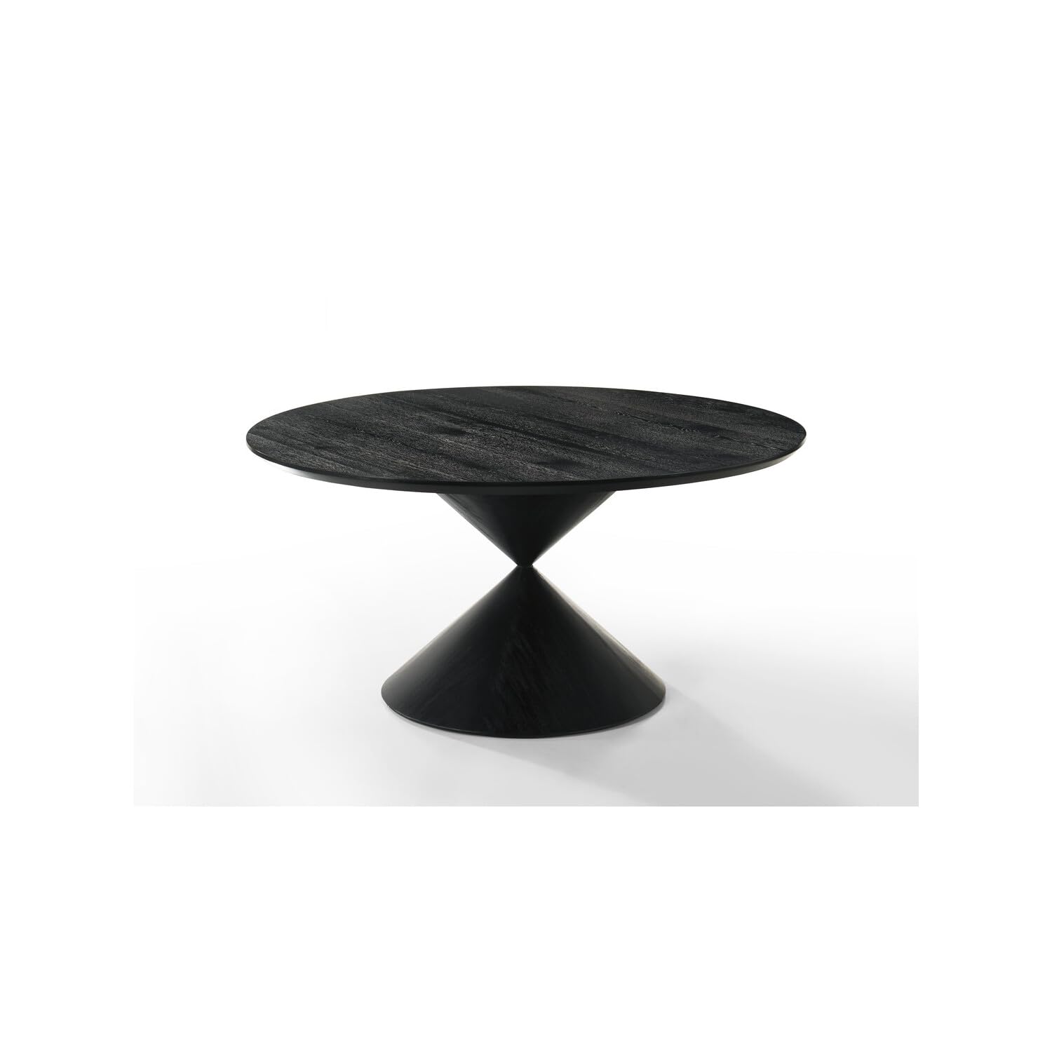 LILOLA LIVING Haven 59' Round Ebony Black Pedestal Dining Table with Hourglass Base