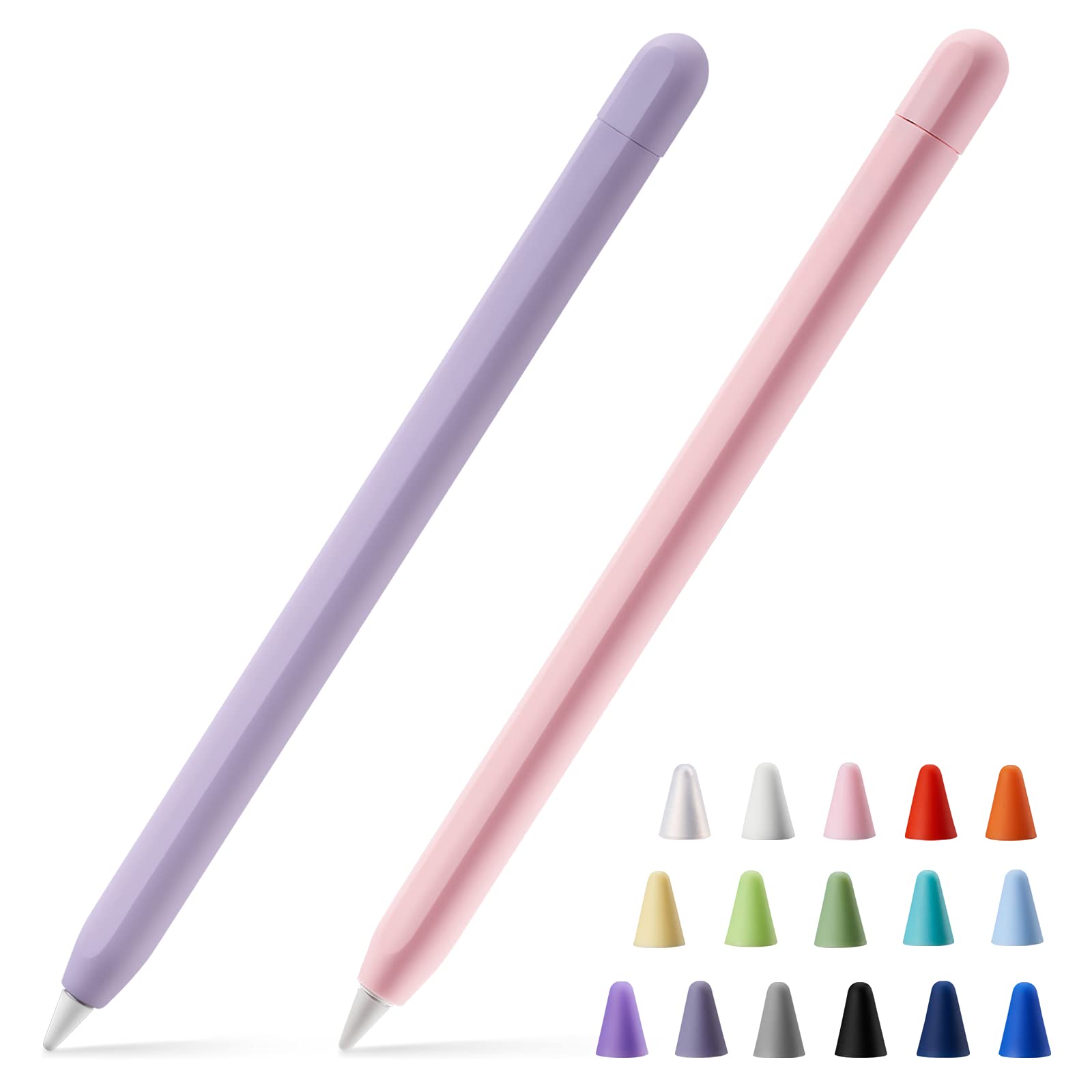 Lingxiu 2 Pack Silicone Case Cover Compatible With Apple Pencil 2Nd Generation, Slim Lightweight Pencil Case Skin Sleeve Accesso