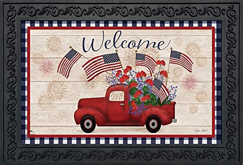 Briarwood Lane Stars And Stripes Truck Patriotic Doormat - 30X18 Inches - Welcome Mats For Front Door Outside - Doormat Indoor Entrance - Door Mat Outdoor Entrance - Front Door Mat For Everyday Use