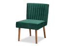 Baxton Studio Alvis Mid-Century Modern Emerald Green Velvet Upholstered and Walnut Brown Finished Wood Dining Chair