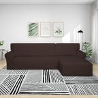 Purefit Super Stretch Sectional Couch Covers - 2 Pcs Spandex Non Slip Sofa Covers With Elastic Bottom For L Shape Sectional Sofa Couch, Great For Kids & Pets (3 Seat Sofa + 2 Seat Chaise, Chocolate)