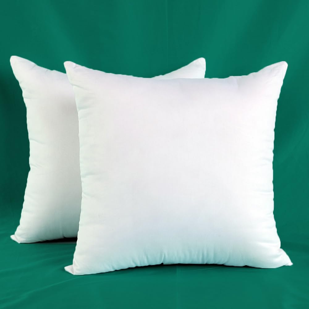 Winighting Set Of 2 Ultra Plump Cotton Fabric 16 X 16 Inches Throw Pillow Inserts, Down Alternative Couch Pillow Inserts Bed Pil