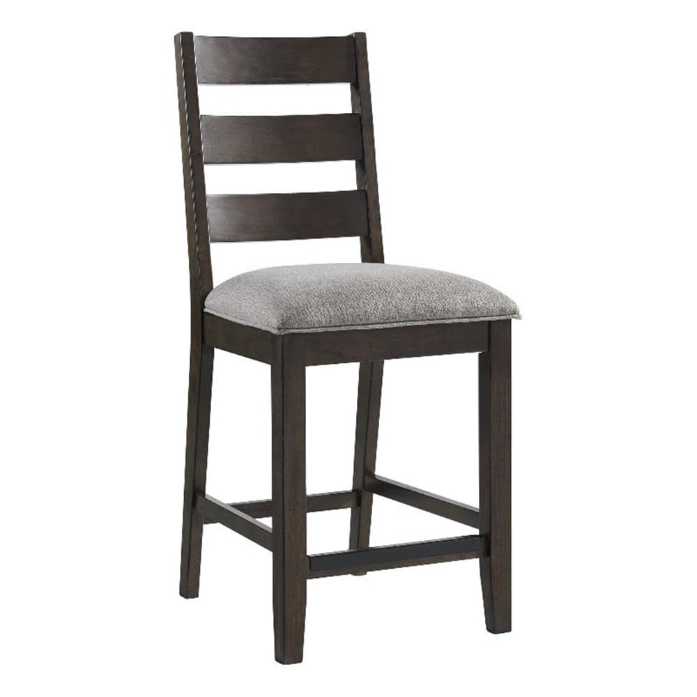 Beacon Ladder Back Counter Stool with Cushion, Set of 2, Black & Walnut