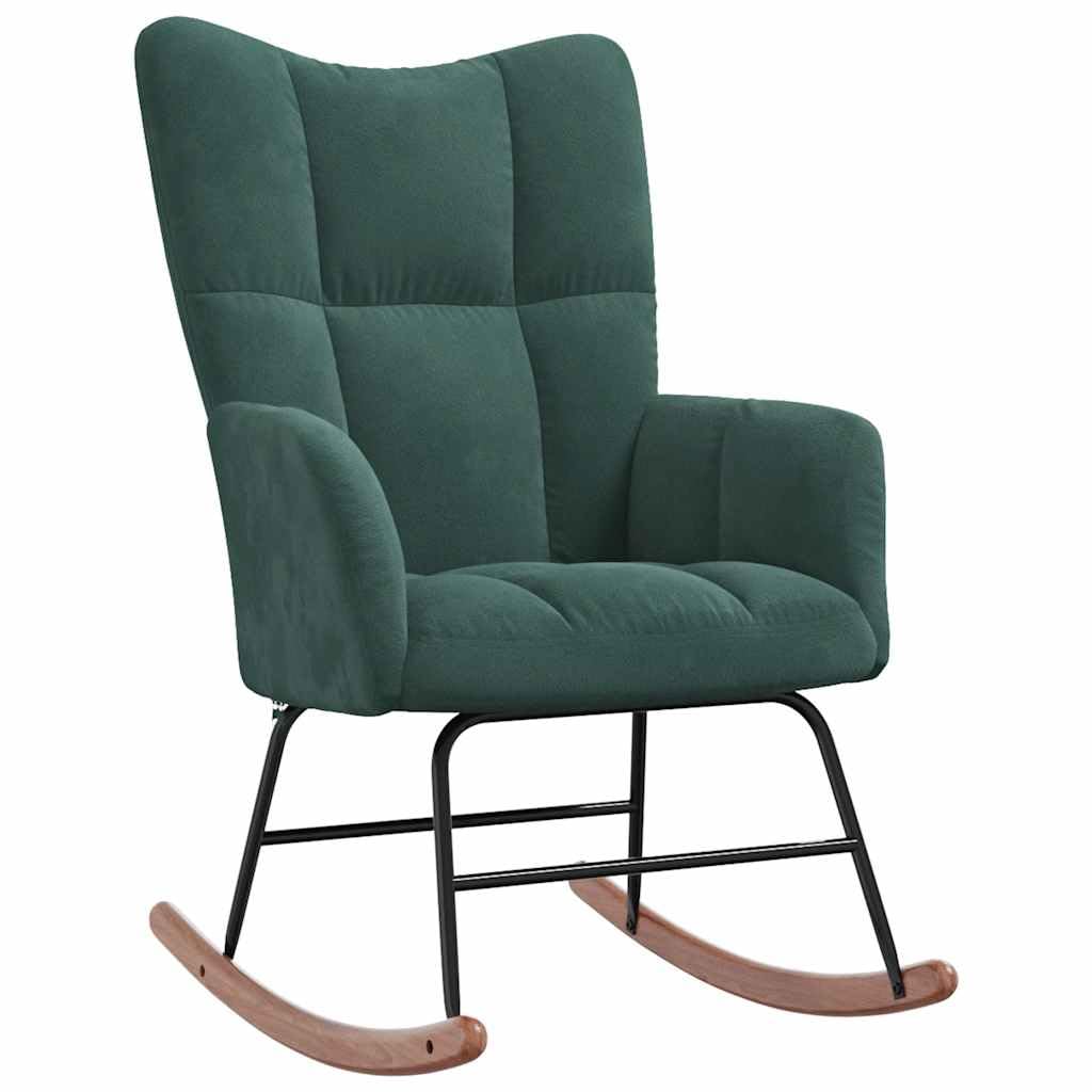 vidaXL Rocking Chair-Dark Green Velvet Lounge Seat-Stylish Padded Foam-Chic Home Decor with Durable Steel Frame