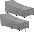 Outdoorlines Outdoor Waterproof Patio Chaise Lounge Chair Cover - Uv Resistant Lounger Covers Heavy Duty Weatherproof Patio Sofa Furniture Covers, 2 Packs, 84Wx32Dx32H Inches, Gray