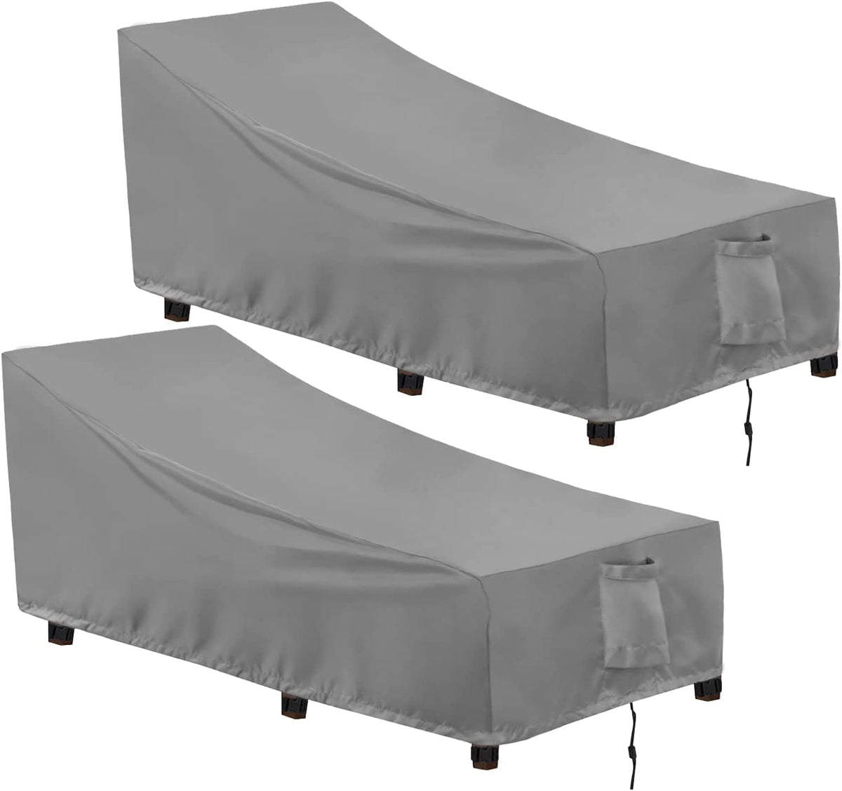 Outdoorlines Outdoor Waterproof Patio Chaise Lounge Chair Cover - Uv Resistant Lounger Covers Heavy Duty Weatherproof Patio Sofa Furniture Covers, 2 Packs, 84Wx32Dx32H Inches, Gray