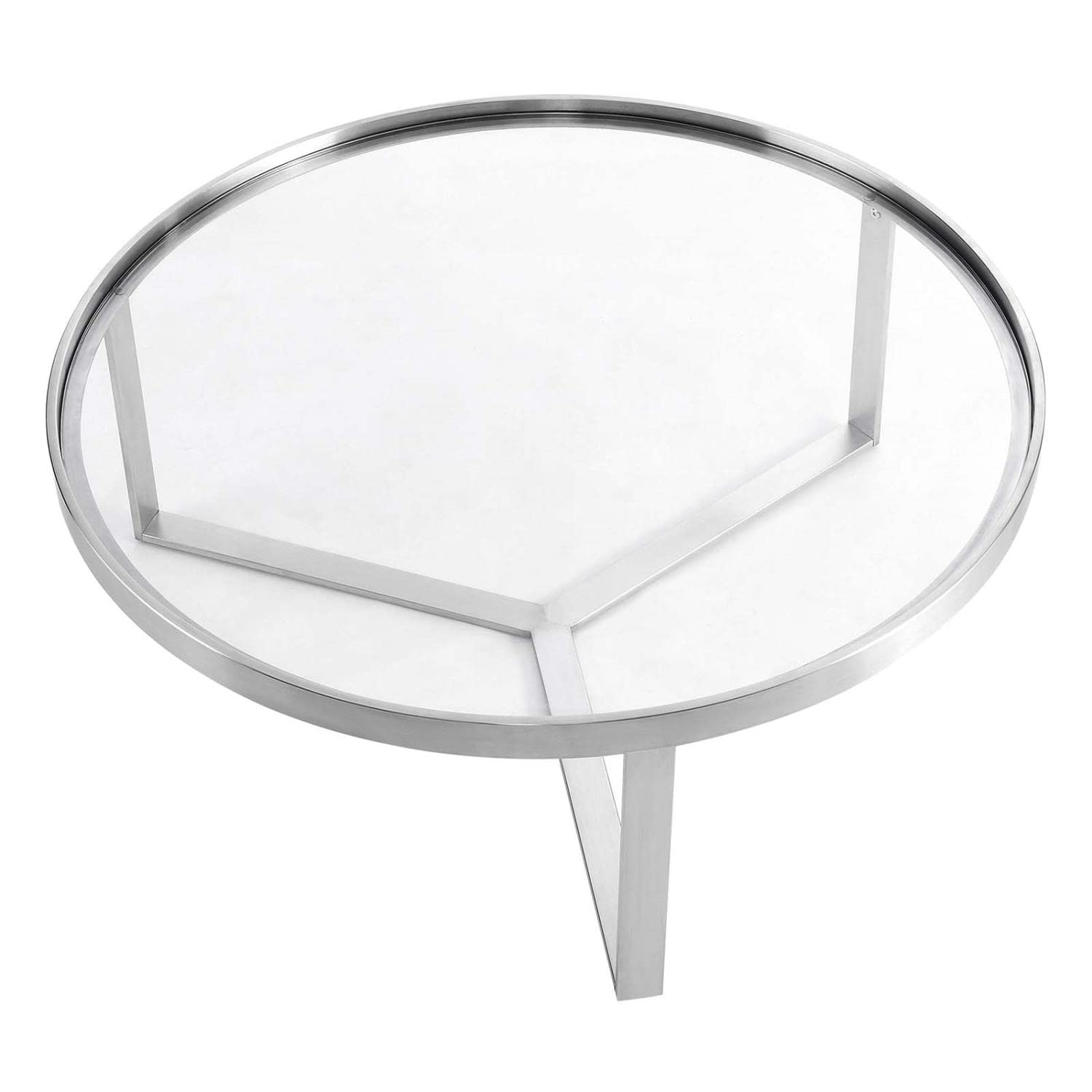 Modway Relay Glass And Metal Accent Side Table, Silver, 35.5 X 35.5 X 13.5