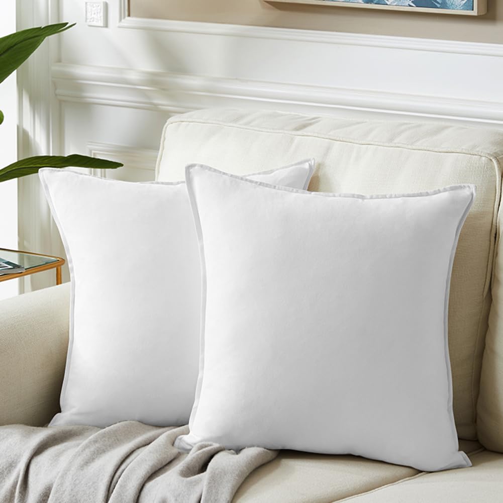 Fancy Homi 2 Packs Pure White Decorative Throw Pillow Covers 16X16 Inch, Super Soft Faux Suede Decor Square Pillow Covers, Solid