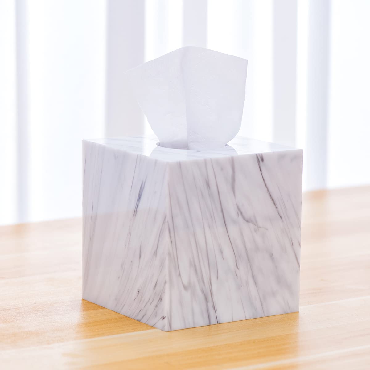 Tissue Box Cover Holder Square Marble Tissue Box Holder Bathroom Vanity Nightstand Bedroom Livingroom Decorative Decor Toilet Or