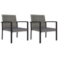 vidaXL Modern Steel and Poly Rattan Patio Dining Chairs Gray - 2 pcs Set with Cushions for Outdoor Seating and Comfort