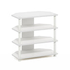 Furinno Econ Easy Assembly 4-Tier Petite TV Stand, White/White