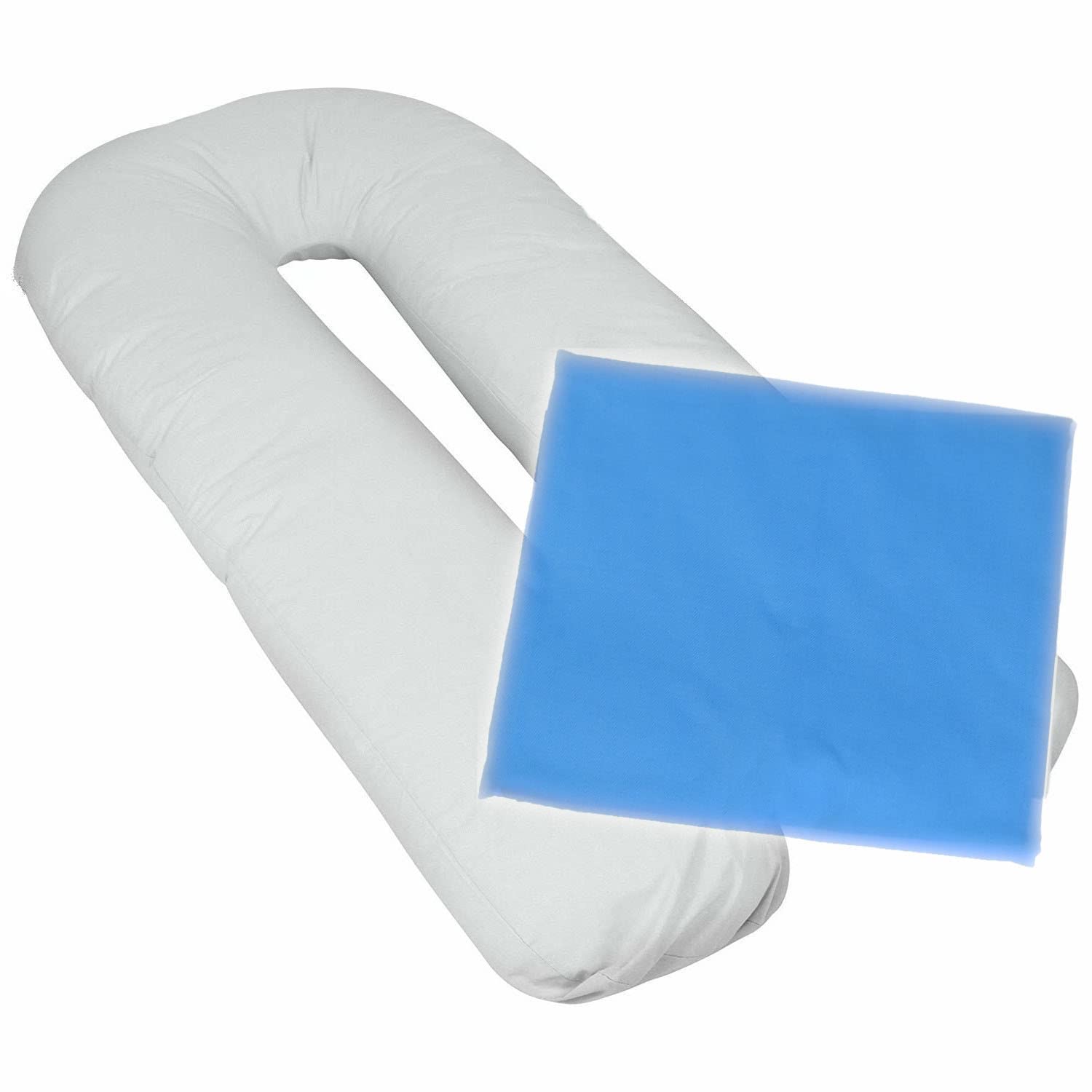 Moonrest Pregnancy Full Body Pillow Cover U-Shaped - Universal Fit U Replacement Cover For Maternity Pillow (Blue)