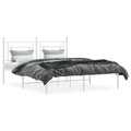 vidaXL 12'' Metal Queen Bed Frames with Headboard, Platform Bed Frame with Strong Metal Slats Support, Under Bed Storage, Noise Free, White, Without Mattress