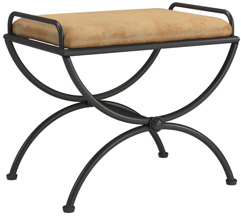 International Caravan Vanity Stool With Microsuede Cushion, Black/Brown