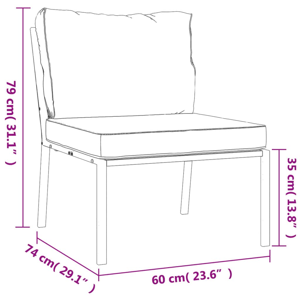 vidaXL 5 Piece Patio Lounge Set with Sand Cushions Steel