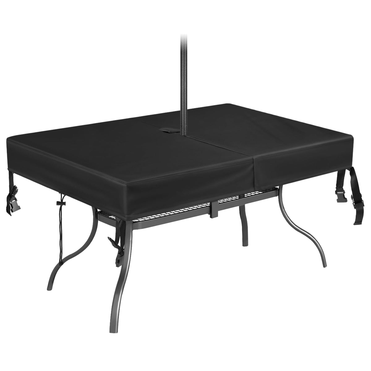 Sunico Rectangle Patio Table Cover With Umbrella Hole 88'' L X 57'' W X 6'' H - Waterproof Outdoor Table Cover - Heavy Duty 600D
