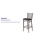 Flash Furniture HERCULES Series Black Slat Back Metal Restaurant Barstool - Walnut Wood Back, Black Vinyl Seat