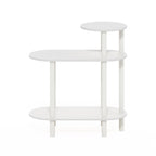 Furinno Turn-N-Tube 3-Tier Oval Sofa Side Table, End Table with Open Shelves, White/White
