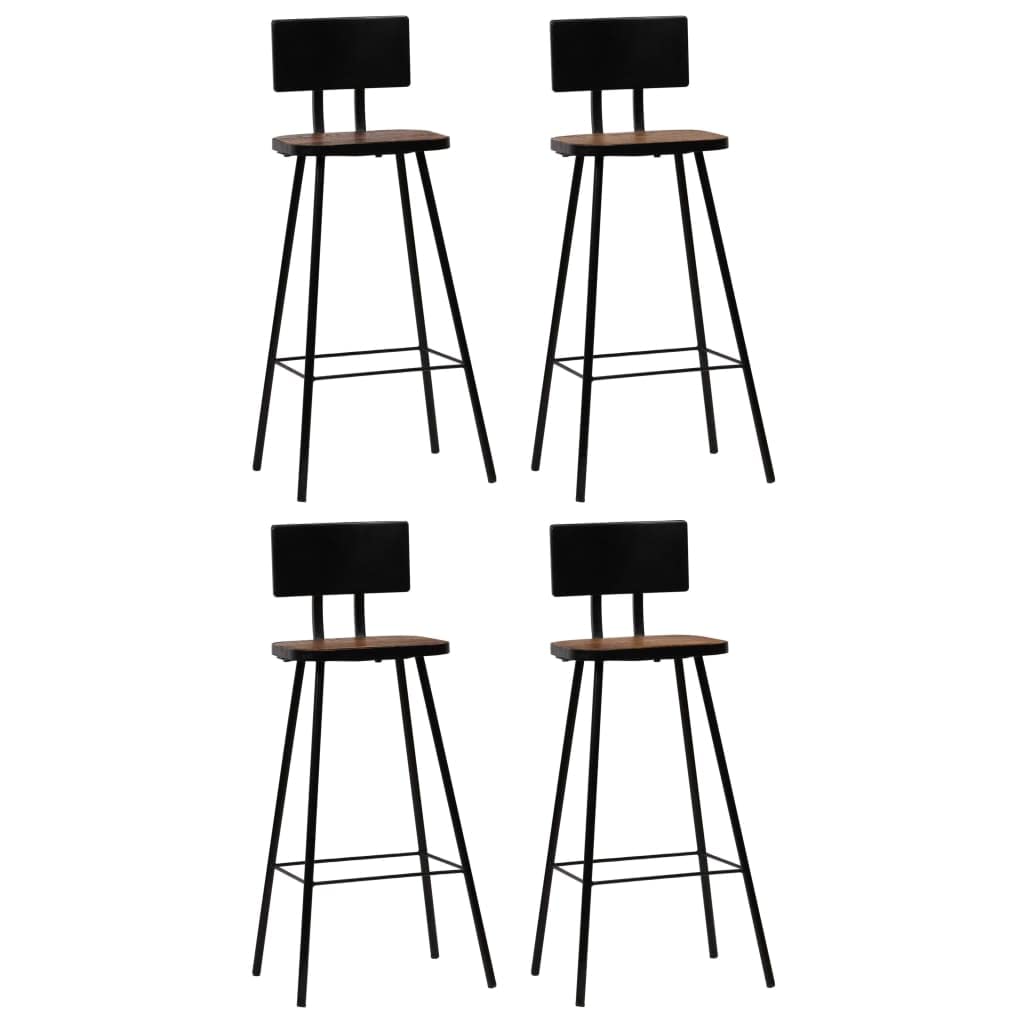 vidaXL Industrial-Style Bar Chairs, 4 pcs Set, Crafted from Solid Reclaimed Wood & Durable Steel Frame – Antiqued Timeless Furniture with a Rustic Aesthetic