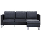 vidaXL 3-Seater Sofa with Cushions Black Faux Leather