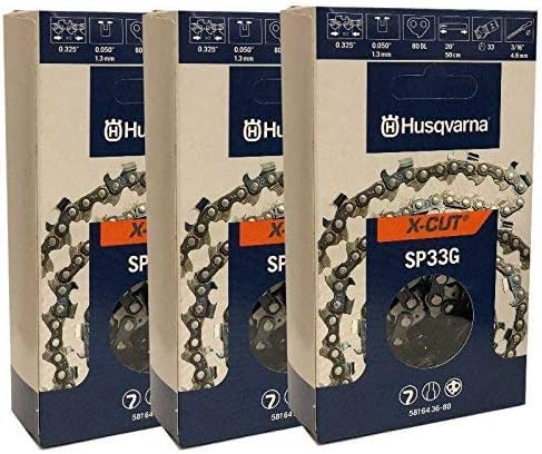 Husqvarna Set Of 3 Oem Sp33G X-Cut .325 .050 80Dl 20' Chain 581643680