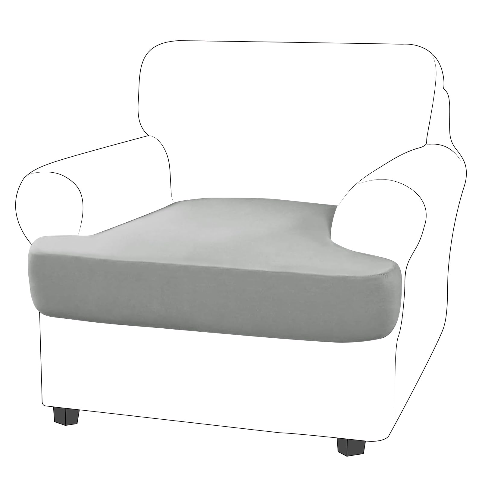Molasofa T-Cushion Sofa Seat Slipcovers Set, Couch Furniture Protector For Sectional, Armchair, Loveseat - Pets - Stretch Spandex Fabric (1 Cushion Armchair, Light Grey)