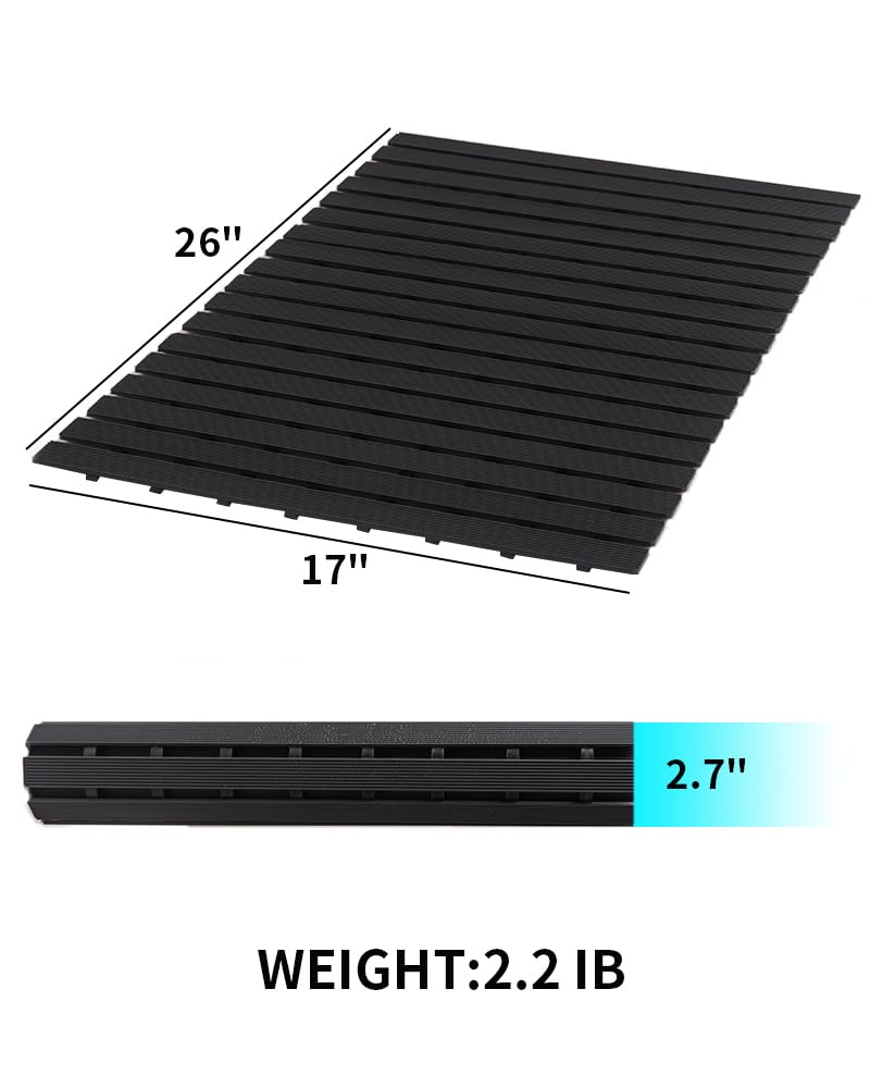 Padoor Shower-Mat Non Slip, Heavy Duty Bathtub-Mat Curlable Quick Drain Sturdy Bath Tub Mat Without Suction Cups For Indoor Outd