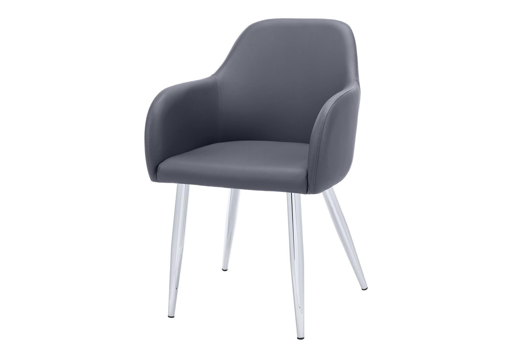 Monarch Specialties 1192 Chair, Set Of 2, Side, Upholstered, Kitchen, Dining Room, Pu Leather Look, Metal, Grey, Chrome, Contemporary, Modern Chair-2Pcs, 17.50&quot; L X 23.5&quot; W X 33&quot; H