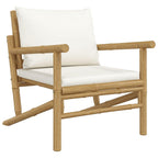 vidaXL Outdoor Garden Patio Chairs with Cream White Cushions - Durable, Lightweight, Bamboo, Comfortable Backrest, Natural Finish