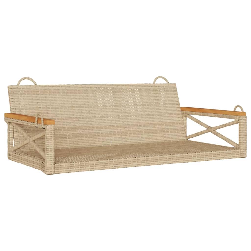 vidaXL Beige Poly Rattan Patio Swing Bench - Thumbnail 3