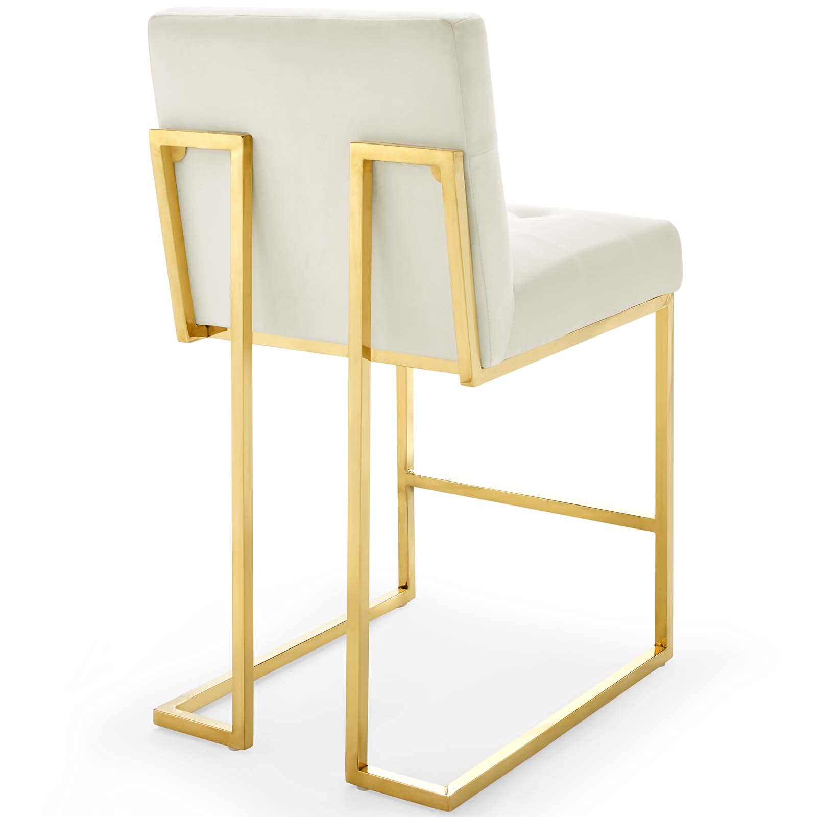 Modway Privy Stainless Steel Performance Velvet Counter Stool Set Of 2, Gold Ivory