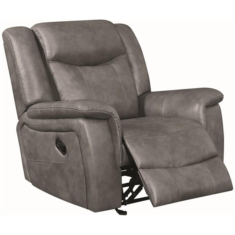 Coaster Conrad Motion Glider Recliner Light Grey Grey/Contemporary/Black