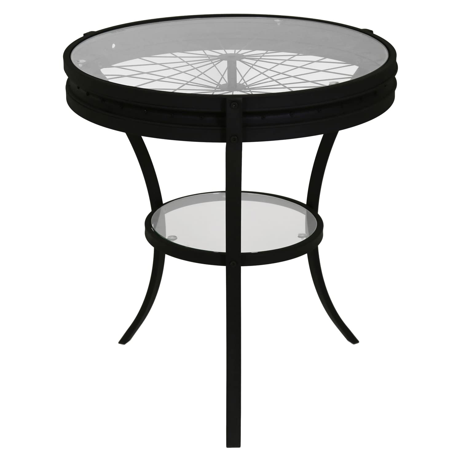 Monarch Specialties Hammered Black Accent Table with Tempered Glass, 20-Inch