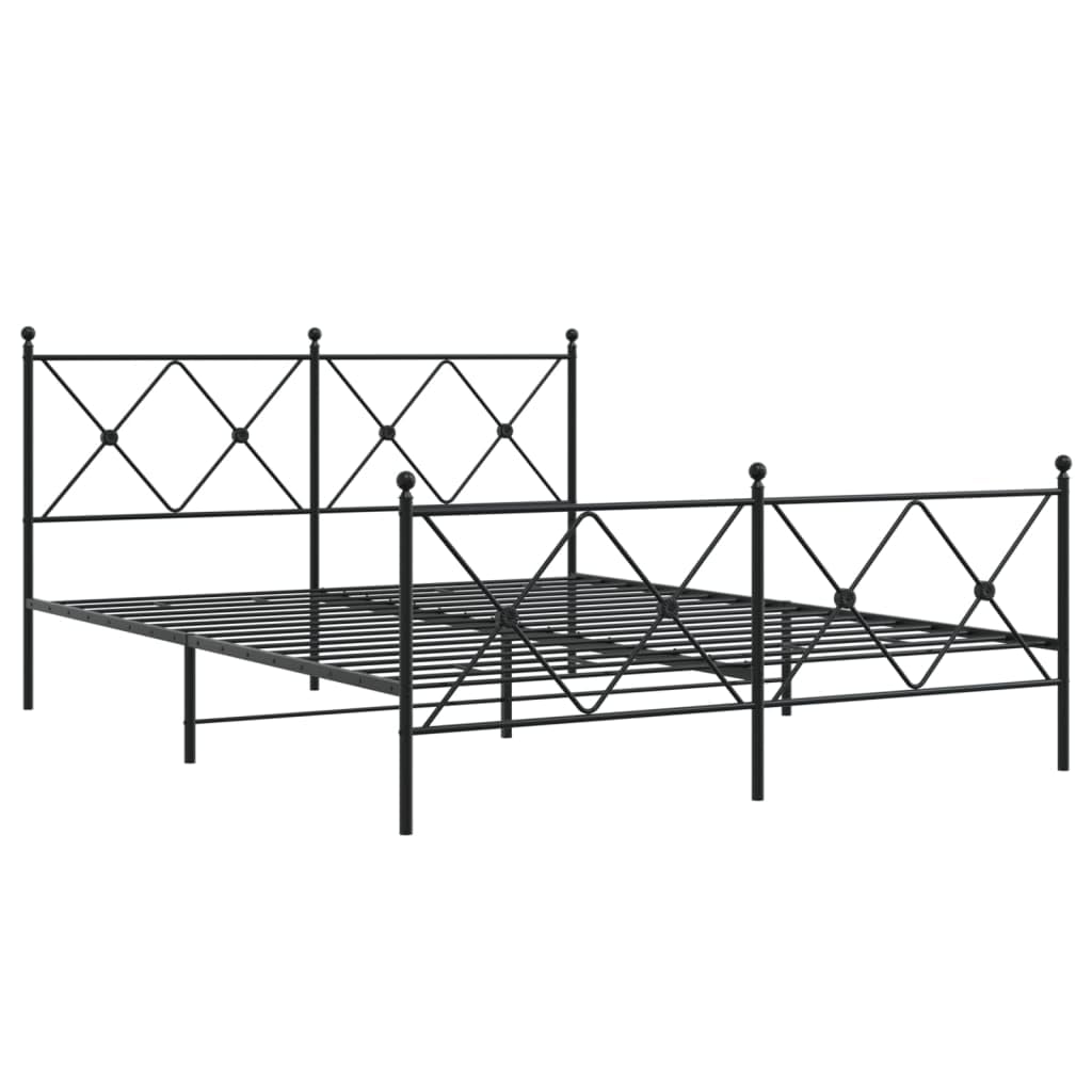 vidaXL Black Steel Double Bed Frame with Headboard/Footboard - 81.5&quot;x61.4&quot;x35.6&quot; for Mattress 59.1&quot;x78.7&quot;