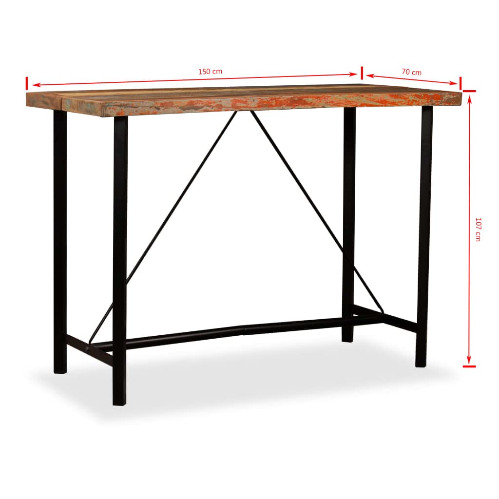 vidaXL Bar Table Solid Reclaimed Wood 59&quot;x27.6&quot;x42.1&quot;
