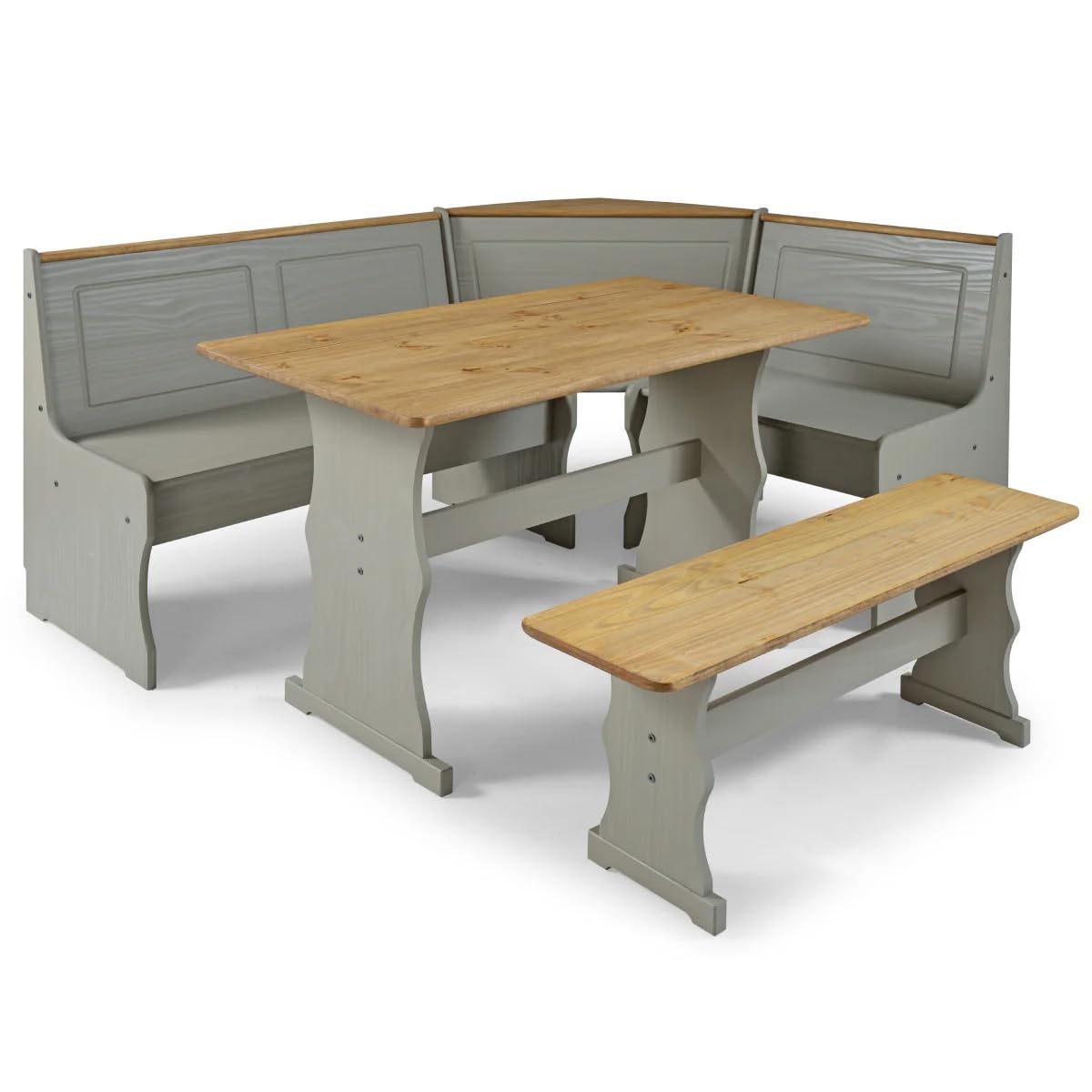 Os Home And Office Furniture Model Cog805 Solid Pine Corner Dining Booth In Corona Gray