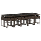 vidaXL 11 Piece Garden Dining Set and Cushions Synthetic Rattan Brown