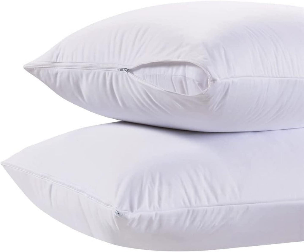 White Classic Zippered Style Pillow Case Cover - Luxury Hotel Collection 200 Thread Count, Soft Quiet Zippered Pillow Protectors
