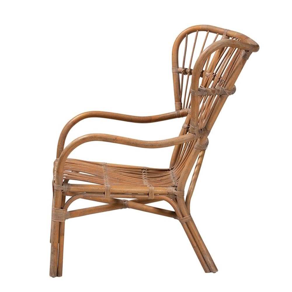 Baxton Studio Lamaria Modern Bohmenian Natural Brown Antique Rattan Armchair